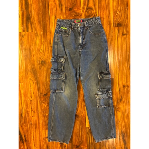 Empyre Denim - Empyre Tori Cargo Jeans Medium Wash Y2K Vintage Skate Wide Leg Denim‎ Pants Sz 2